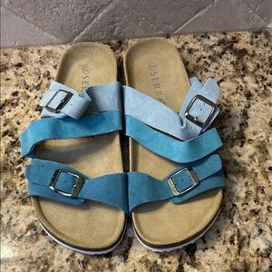 Serra Light Blue and Teal Sandals